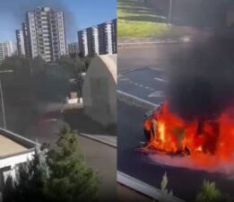 Diyarbakır’da park halindeki otomobil bir anda alev topuna döndü!