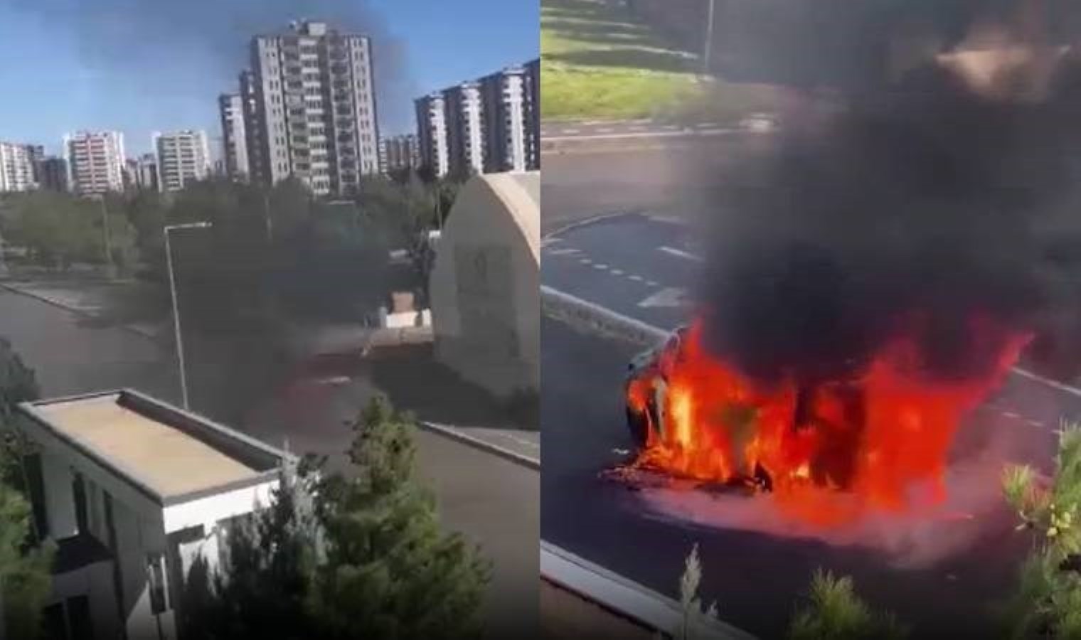 Diyarbakır’da park halindeki otomobil bir anda alev topuna döndü!