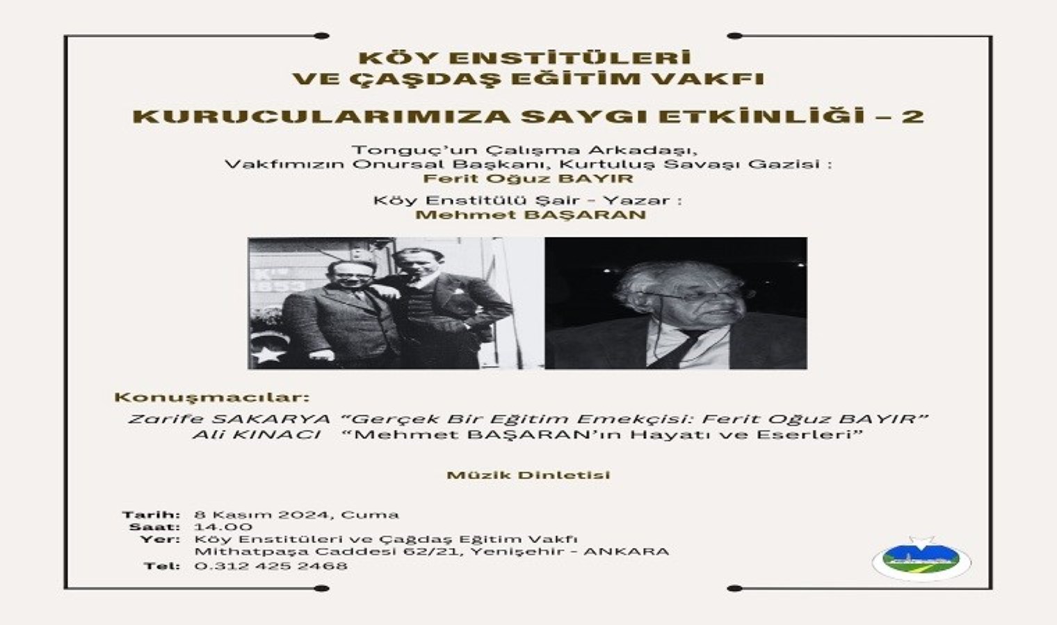 Köy Enstitüleri ve Çağdaş Eğitim Vakfı kurucularını anıyor