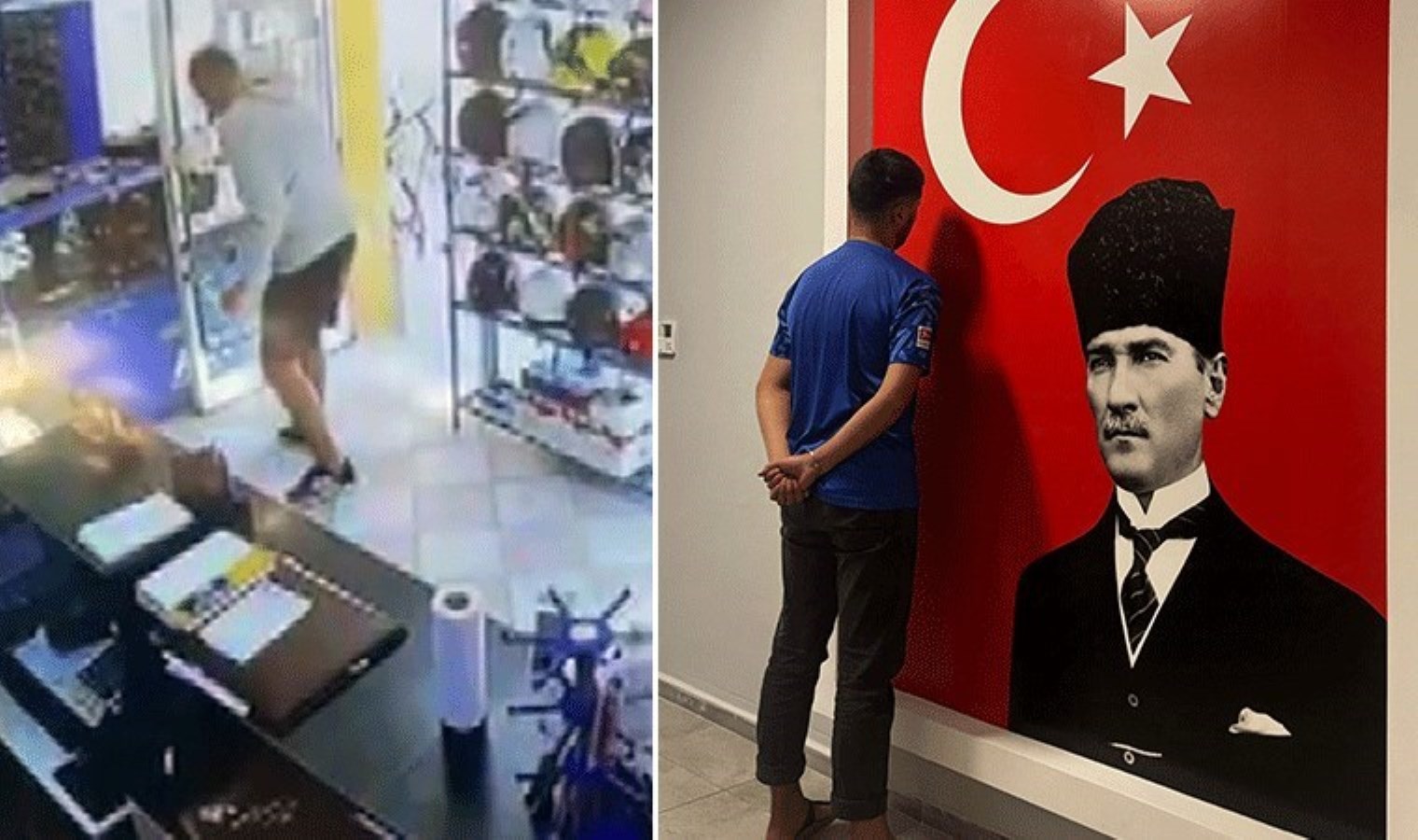 Atatürk görseline su döktü, üstüne bastı: Yabancı uyruklu şahıs tutuklandı