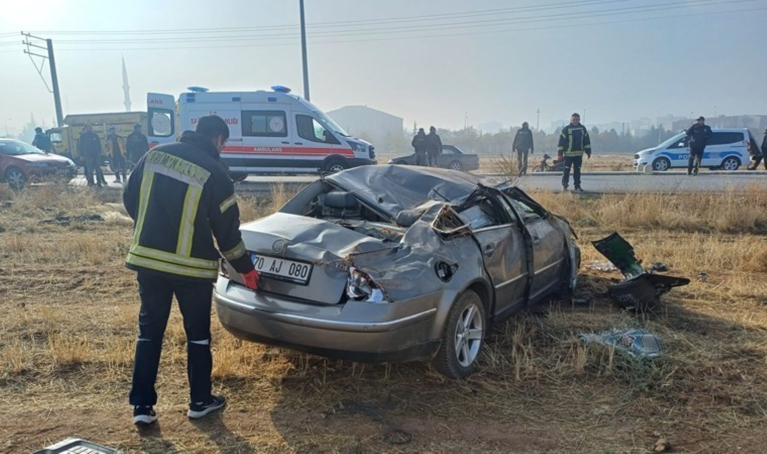 Kontrolden çıkan otomobil tarlaya takla attı: 1 yaralı