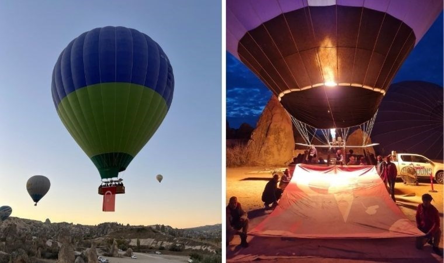 Sıcak hava balonları, Atatürk posterleri ve Türk bayraklarıyla havalandı